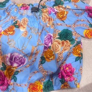 Versace Blue Chain and Rose Top 10Y BNWT